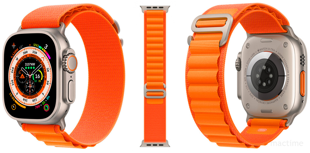 Оригинальный ремешок Apple Alpine оранжевого цвета для Apple Watch 44, 45 мм и Ultra