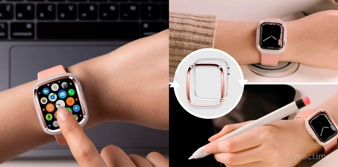 Ремешок и чехол Elago DUO case для Apple Watch 40/41 mm цвета «Розовое золото»