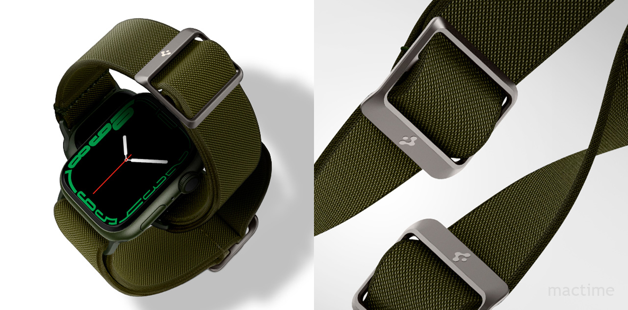 Стильный ремешок Spigen Lite Fit цвета хаки для Apple Watch 44/42 мм