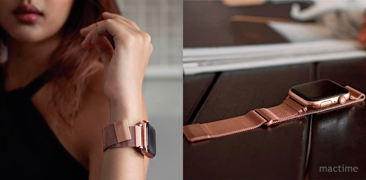 Ремешок Uniq Dante Strap Steel для Apple Watch 41/40/38 mm цвета «Розовое золото»