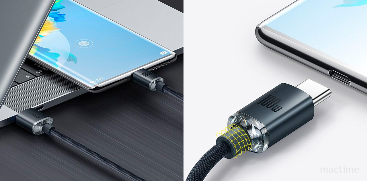 Кабель Baseus Crystal Shine Series Fast Charging Data Cable USB to Type-C 100W 1.2m Black