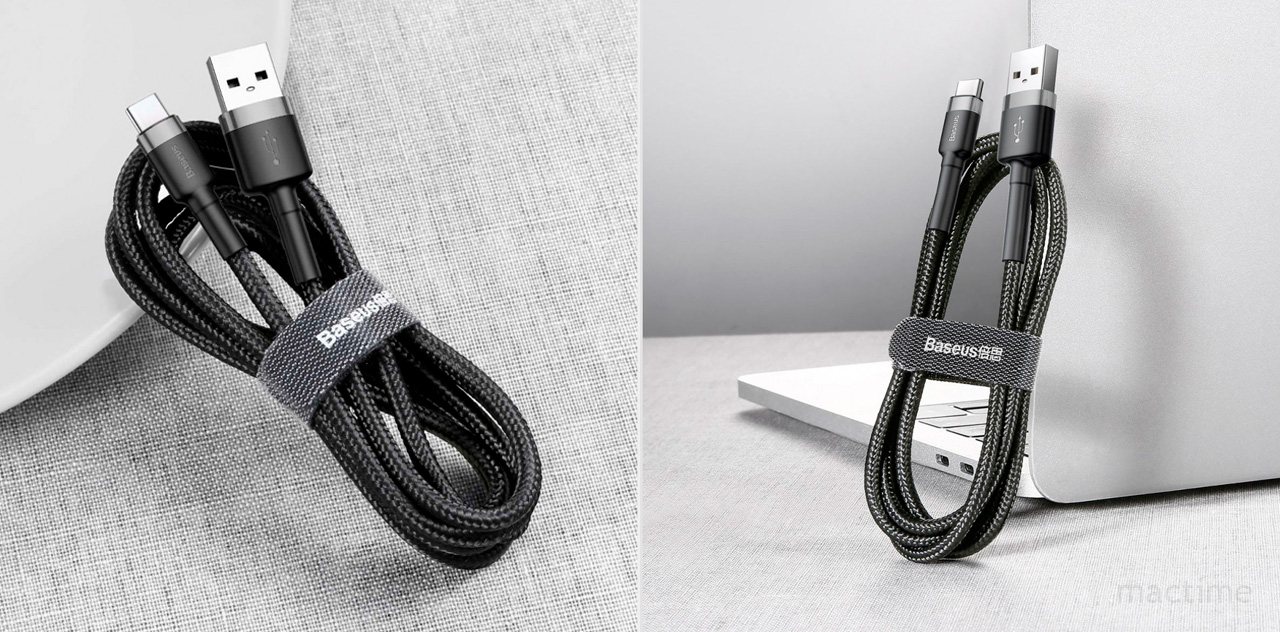 Кабель Baseus cafule Cable USB For Type-C 2A 2m Gray+Black