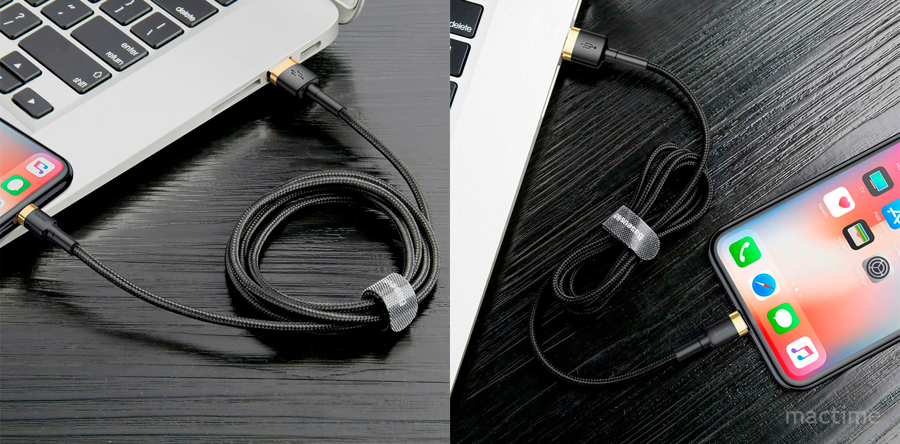 Кабель Baseus cafule Cable USB For iP 1.5A 2m Gold+Black
