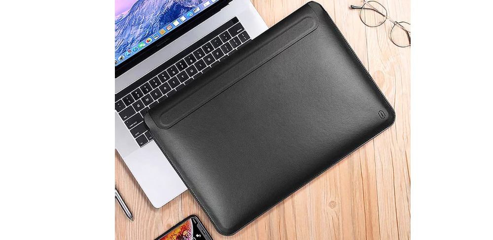 Чехол-конверт-WIWU-Skin-Pro-Velcro-для-MacBook-Pro-16,-эко-кожа,-чёрный