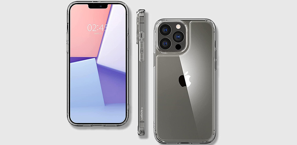 Чехол-накладка-Spigen-Quartz-Hybrid-для-iPhone-13-Pro,-полиуретан-стекло,-прозрачный