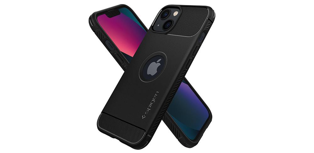 Чехол-накладка-Spigen-Rugged-Armor-для-iPhone-13,-полиуретан,-чёрный