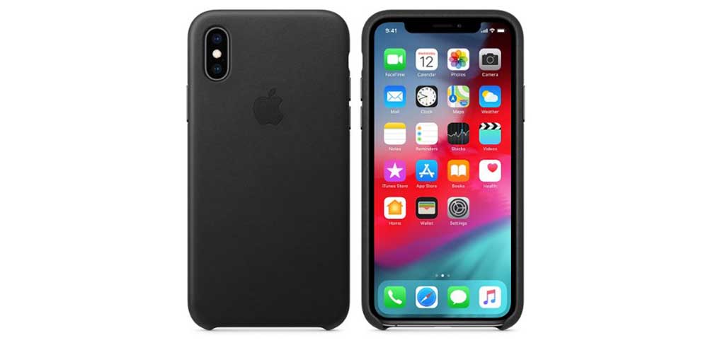 Чехол Apple кожаный для iPhone XS/X, чёрный-описание