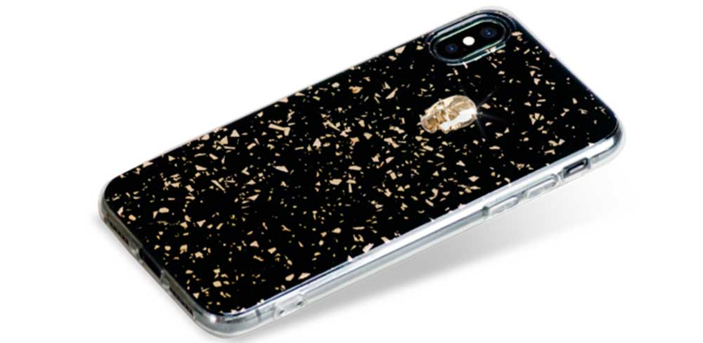 Чехол Bling My Thing для iPhone XS, с кристаллами Swarovski, Tresure 3D, Gold Skull-описание