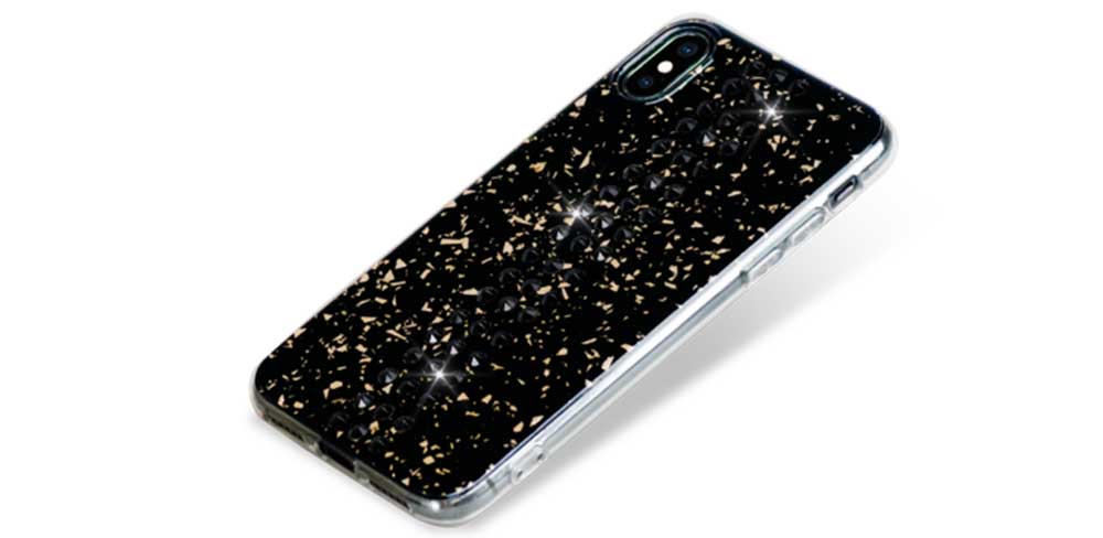 Чехол Bling My Thing для iPhone XS/X, с кристаллами Swarovski, Stripe, Jet, чёрный-описание