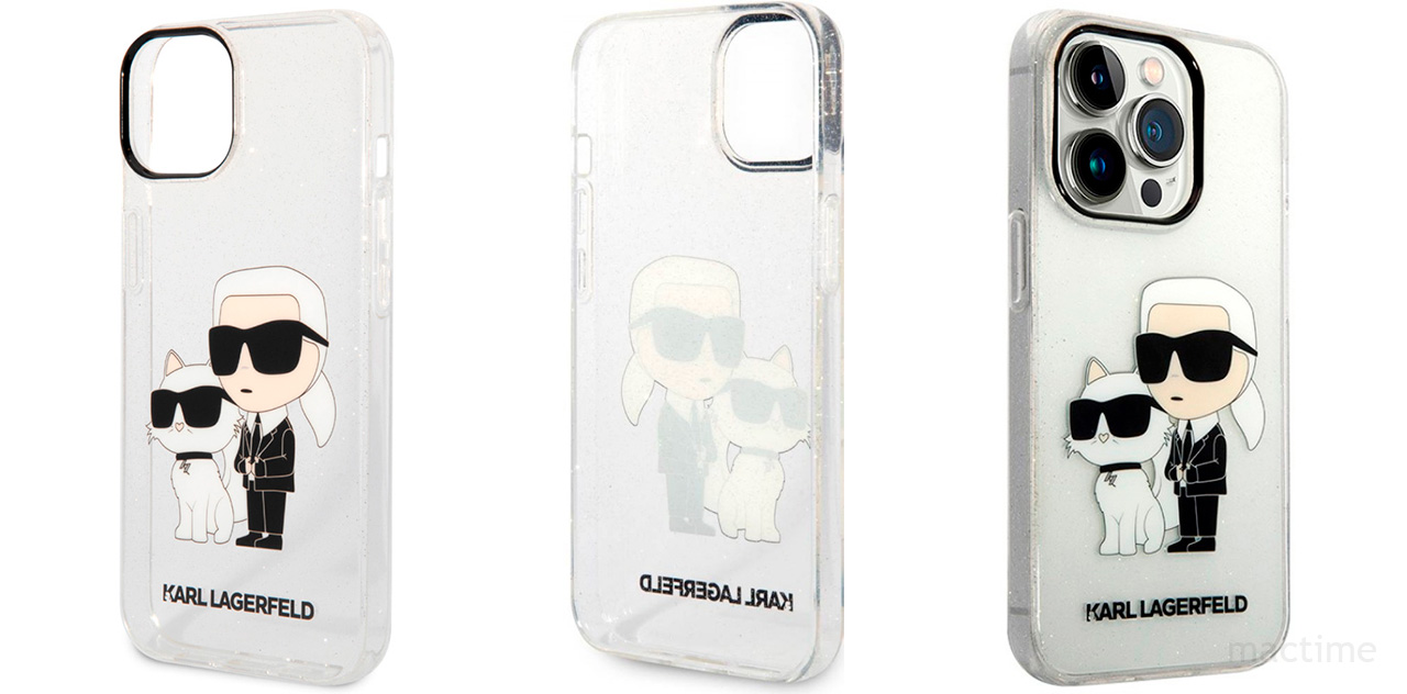 Чехол Lagerfeld для iPhone 15 Pro Max PC/TPU NFT Karl & Choupette Hard  Glitter Прозрачный купить в MacTime