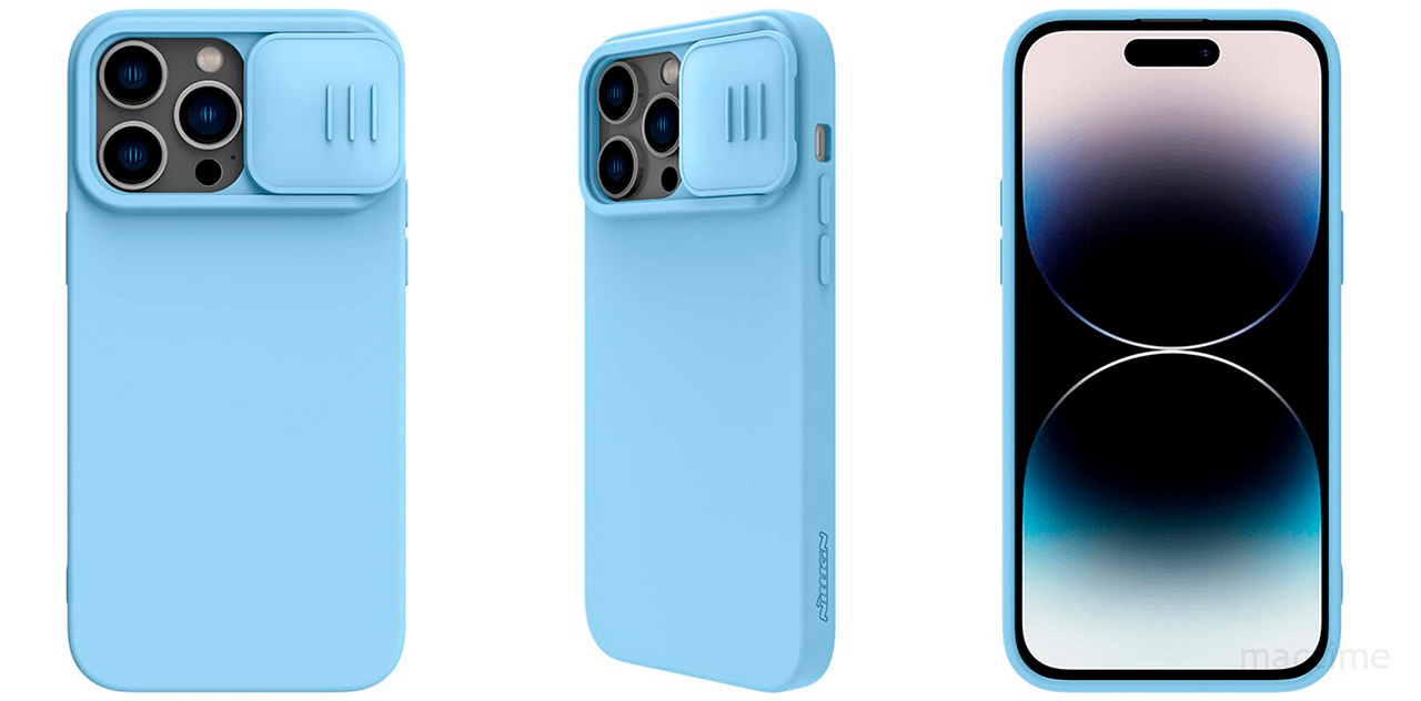 Чехол Nillkin для iPhone 14 Pro Max CamShield Silky Magnetic Silicone,  голубая дымка - купить в MacTime