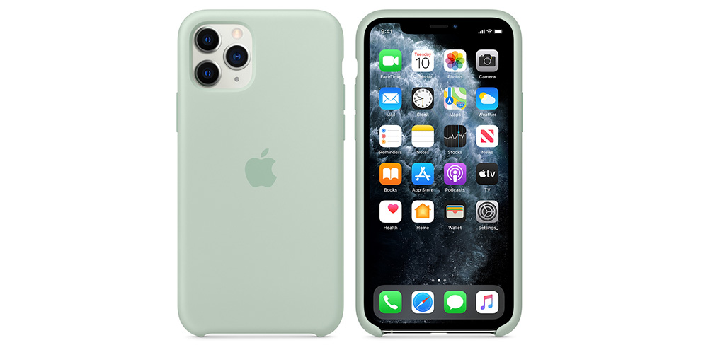 Чехол-накладка-Apple-для-iPhone-11-Pro,-силикон,-голубой-берилл-баннер