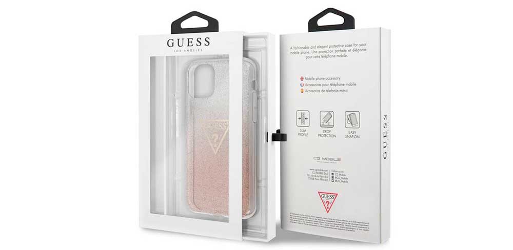 Чехол-накладка-Guess-Triangle-logo-для-iPhone-11,-полиуретан,-розовый-баннер
