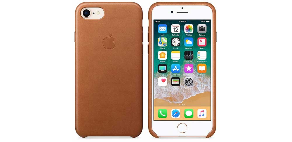 Кожаный чехол для iPhone 8, золотисто-коричневый -описание