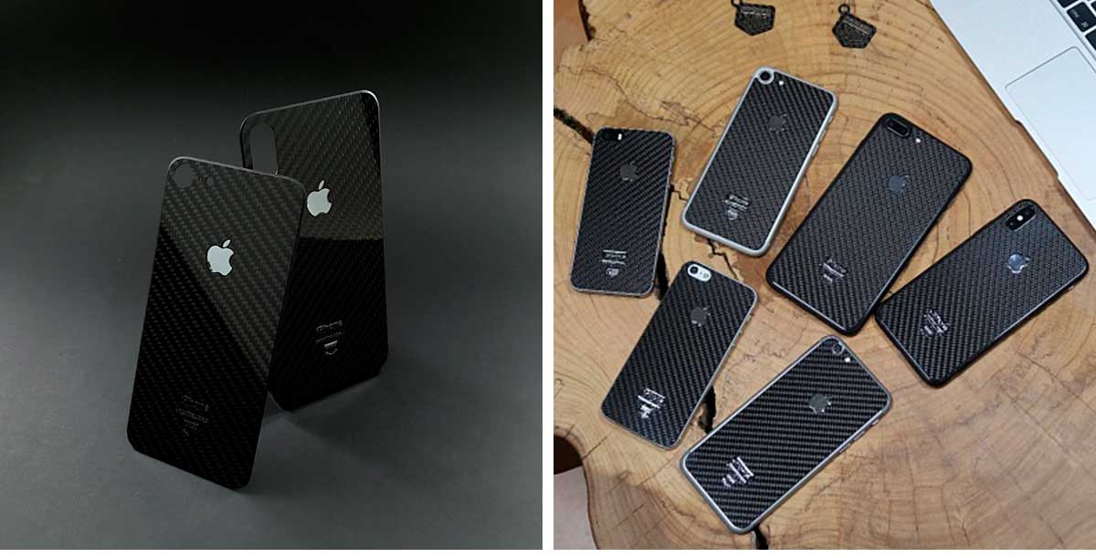 Наклейка Jumo Carbon Sticker на iPhone 7/8 Plus, черный карбон, никель с серебрением