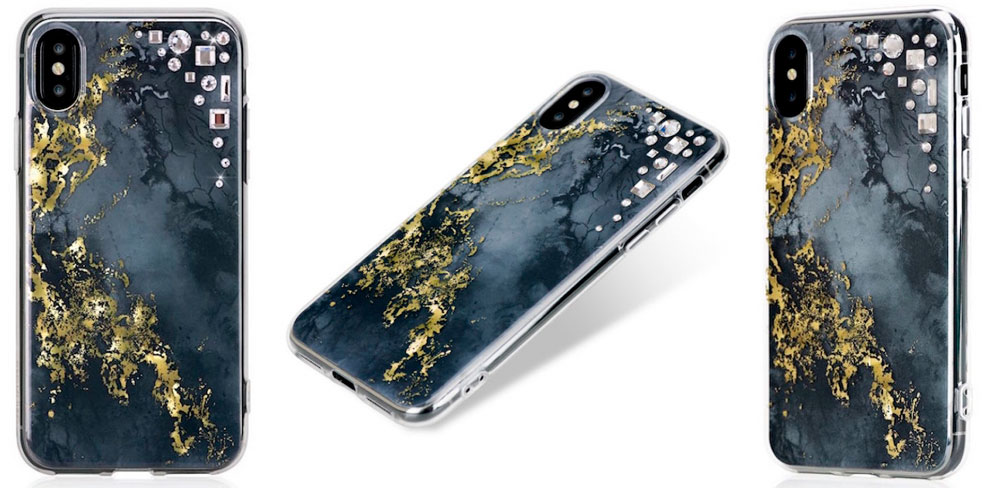 Чехол Bling My Thing Tresure Onyx для iPhone X, золотой-описание