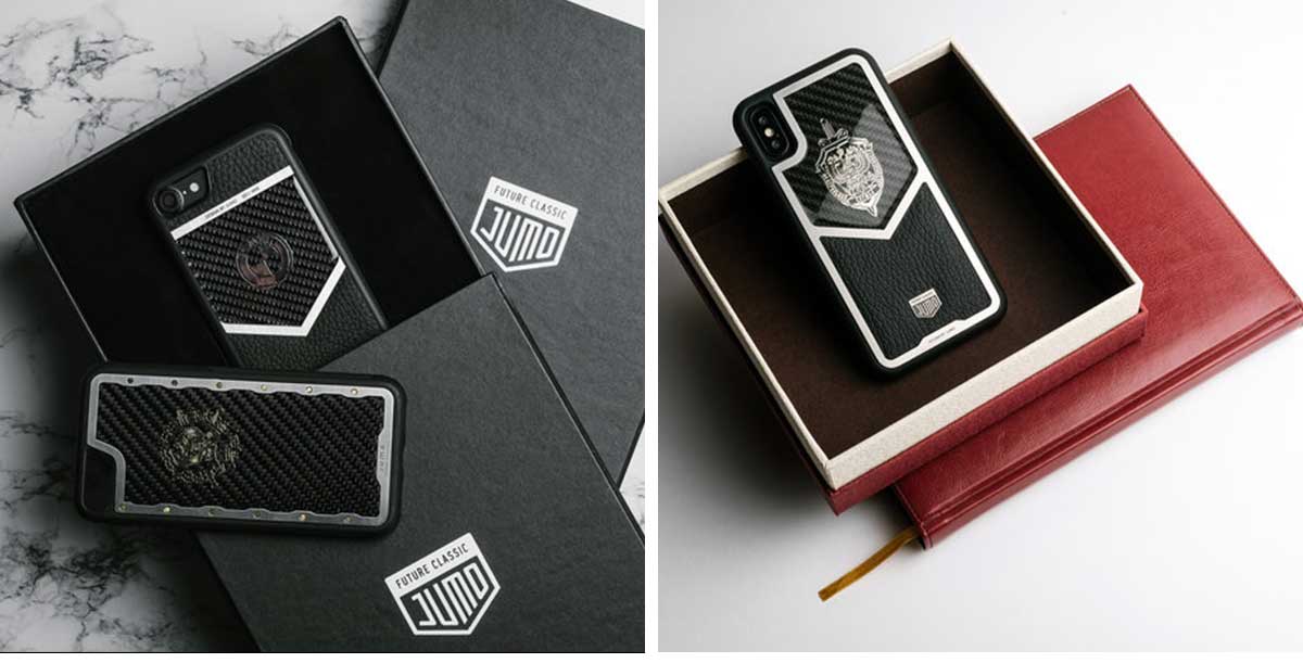 Чехол Jumo Case для iPhone 7/8 карбон, стальная рамка, никель с позолотой 24К, "Герб ФСБ"-описание