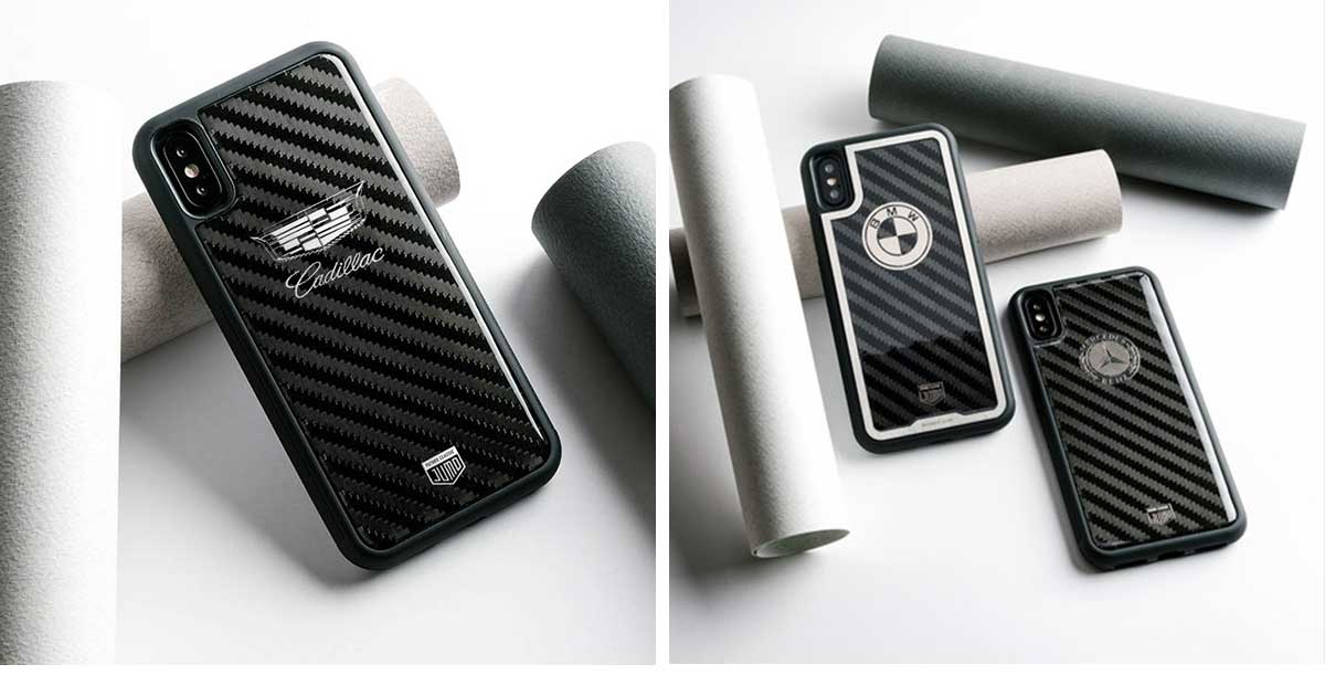 Чехол Jumo Case для iPhone X карбон, никель с посеребрением, "Cadillac"