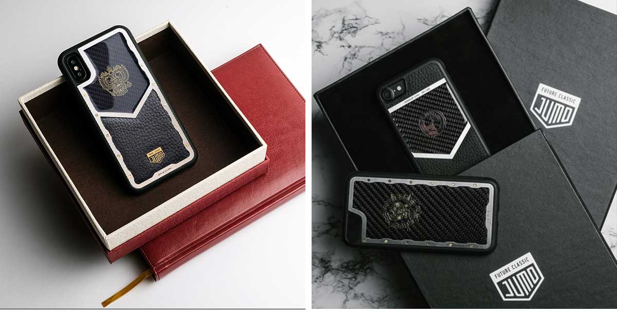 Чехол Jumo Case для iPhone X карбон, стальная рамка, кожа Dakota,, никель с позолотой 24К, "Герб РФ"-описание