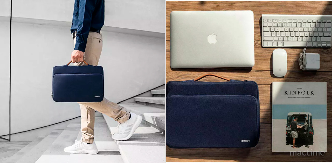 Тёмно-синяя сумка Tomtoc Defender Laptop Handbag A14 для ноутбуков до 13"