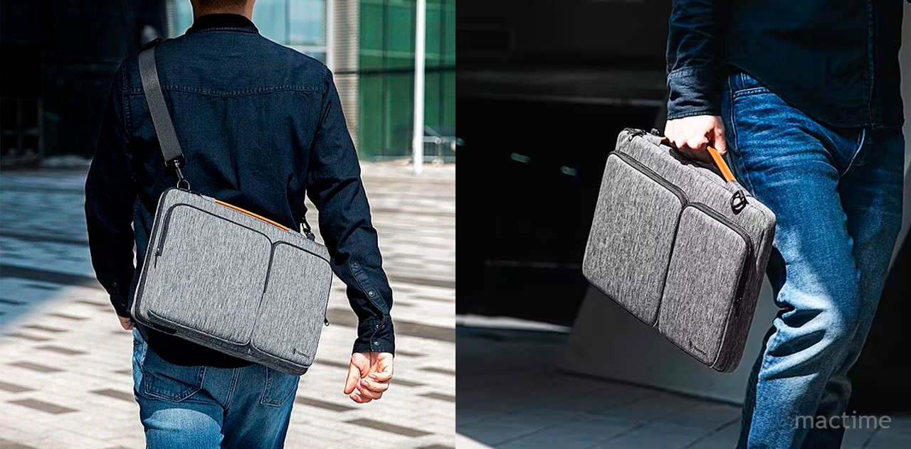 Серая сумка Tomtoc Defender Laptop Shoulder Bag A42 для ноутбуков до 13.5"