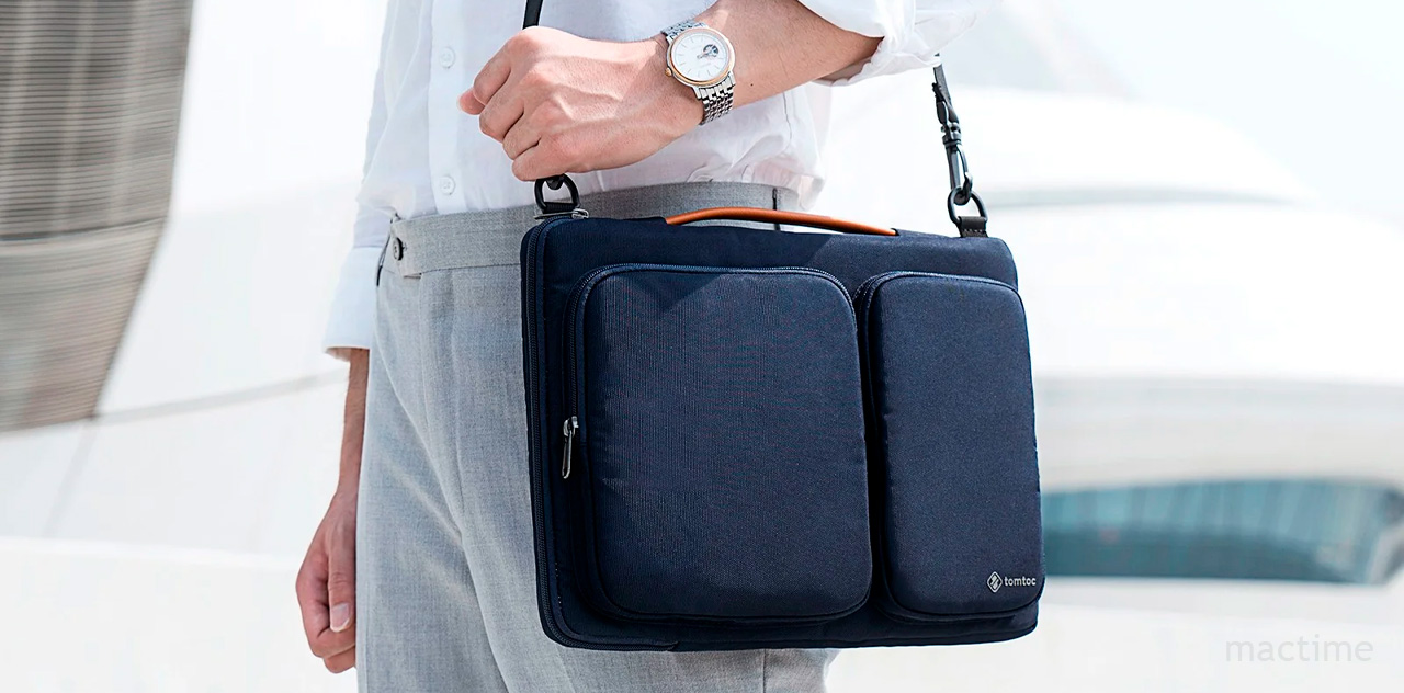 Тёмно-синяя сумка Tomtoc Defender-A42 Laptop Shoulder Briefcase для ноутбуков до 13.5"