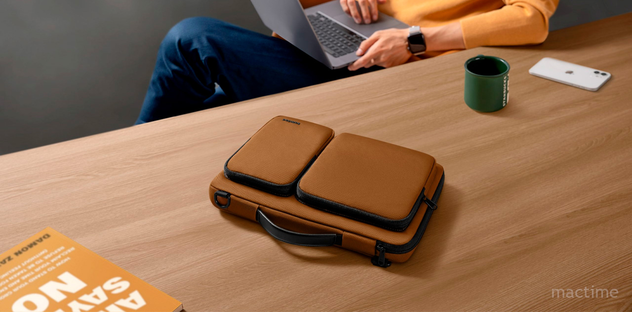 Коричневая сумка Tomtoc Defender-A42 Laptop Shoulder Briefcase для ноутбуков до 13.5"