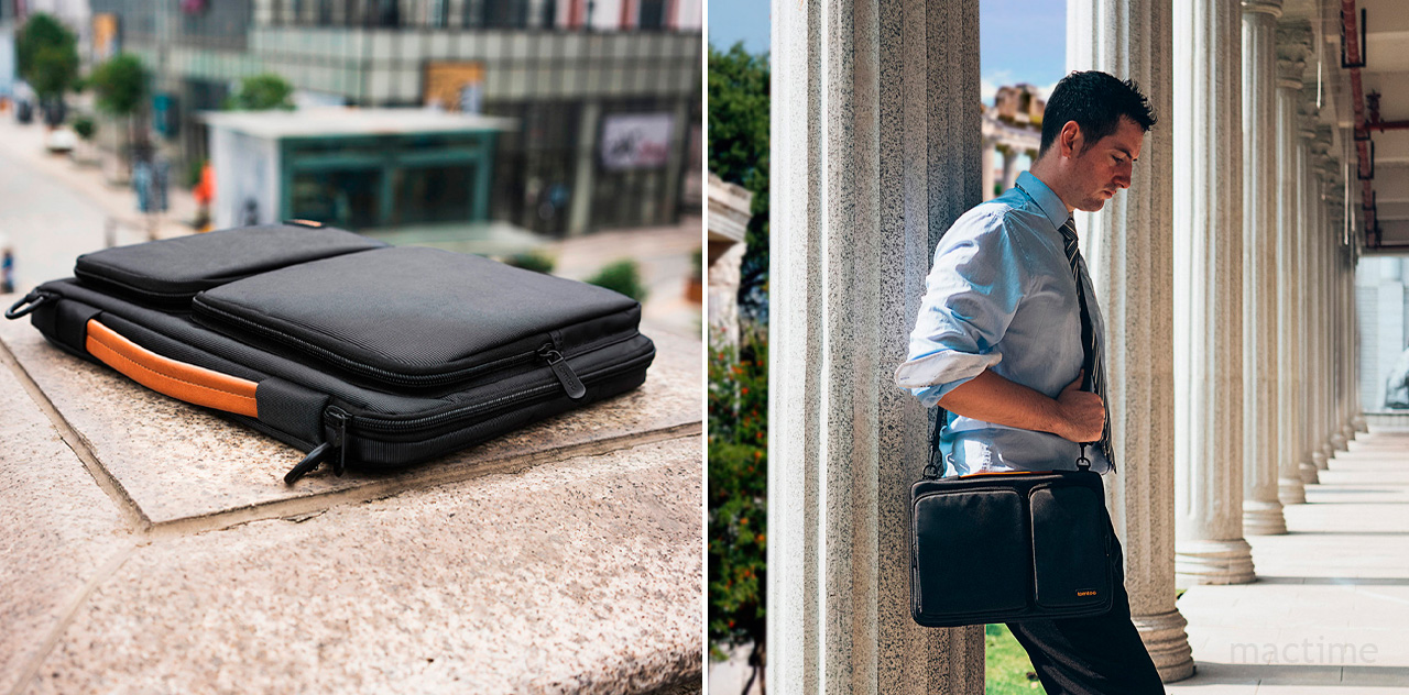 Чёрная сумка Tomtoc Defender-A42 Laptop Shoulder Briefcase для ноутбуков до 16"