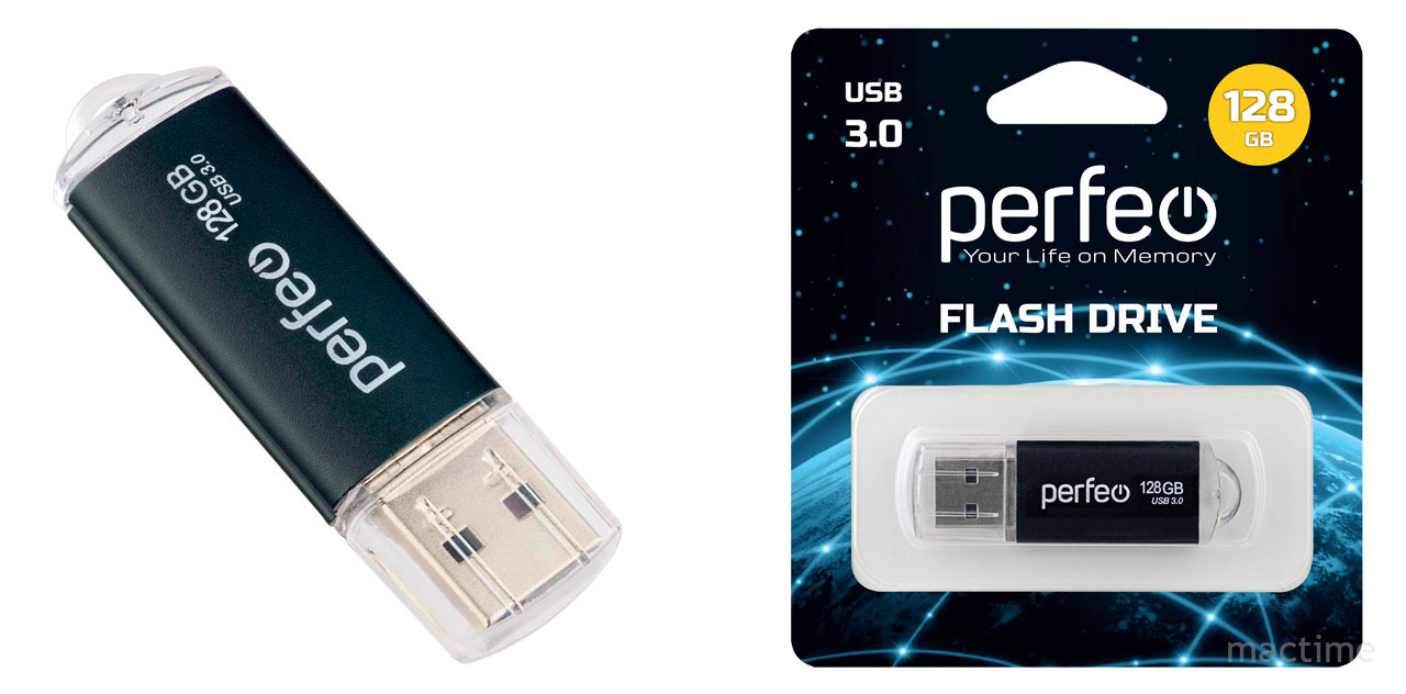 Флеш-накопитель Perfeo C14 с ёмкостью 128GB чёрного цвета