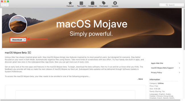 приложение macOS Mojave 