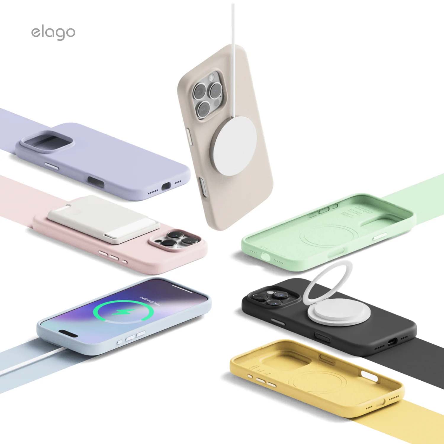 На изображении коллекция Чехол-накладка Elago Soft Silicone с MagSafe для iPhone 16 Pro Max