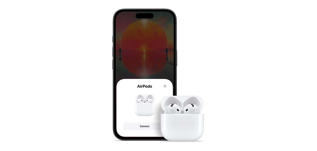 На изображении подключение AirPods 4