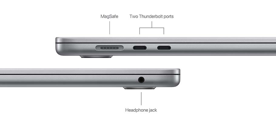 На изображении порты и разъёмы Apple MacBook Air M3