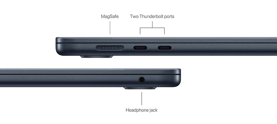 На изображении порты и разъёмы Apple MacBook Air M3