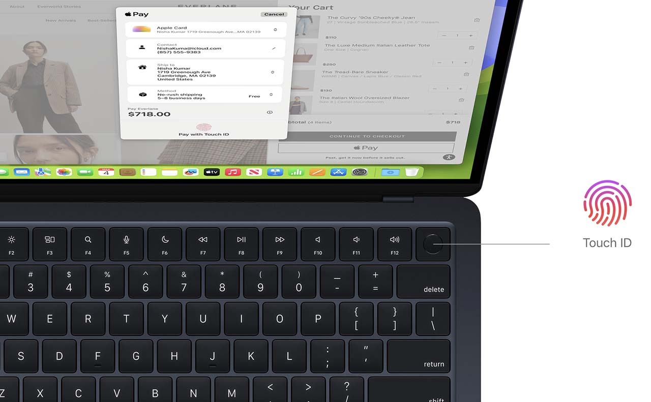 На изображении Touch ID на MacBook Air 15 M3