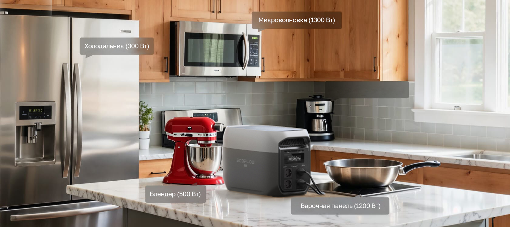 Электростанция EcoFlow DELTA 3 Max на кухне