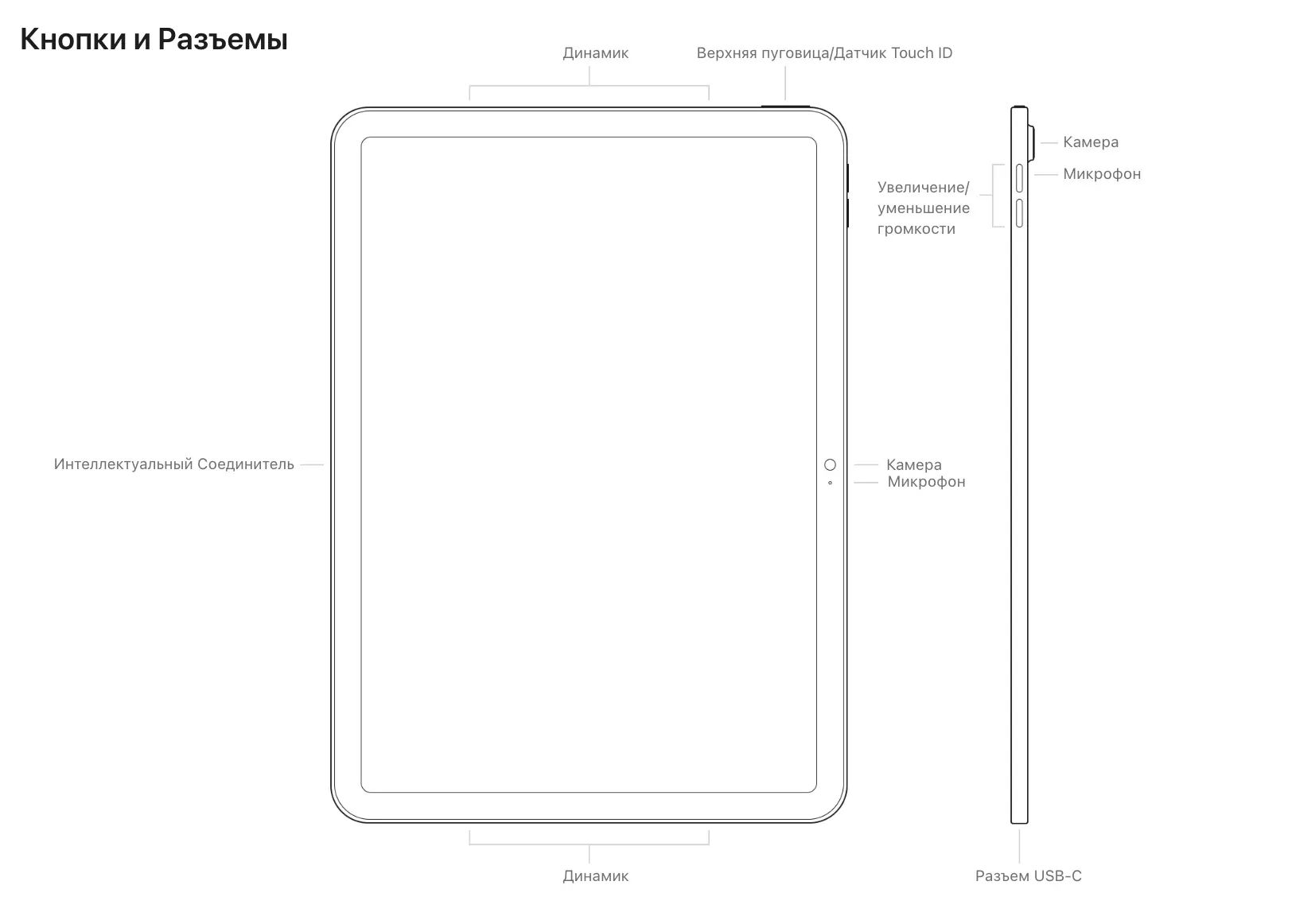 Кнопки на Apple iPad 11" (2025), A16, Wi-Fi