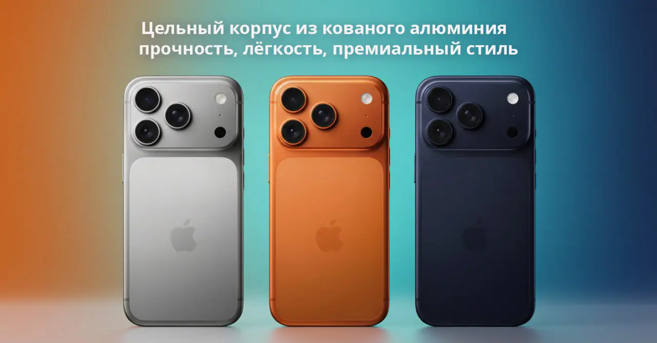 Цельнолитой корпус из кованого алюминия в iPhone 17 Pro