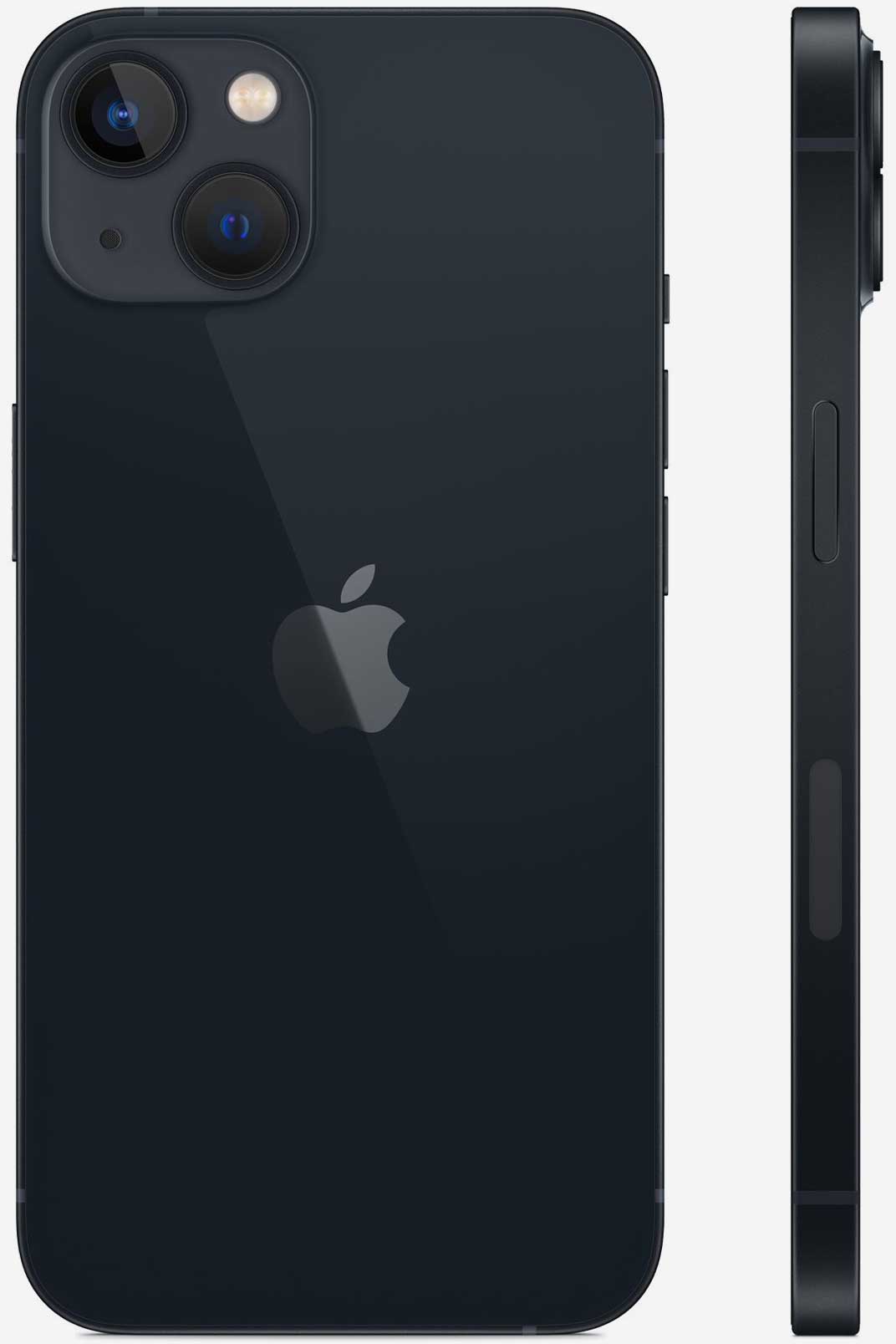 Вид с двух сторон на iPhone 13 Темная ночь