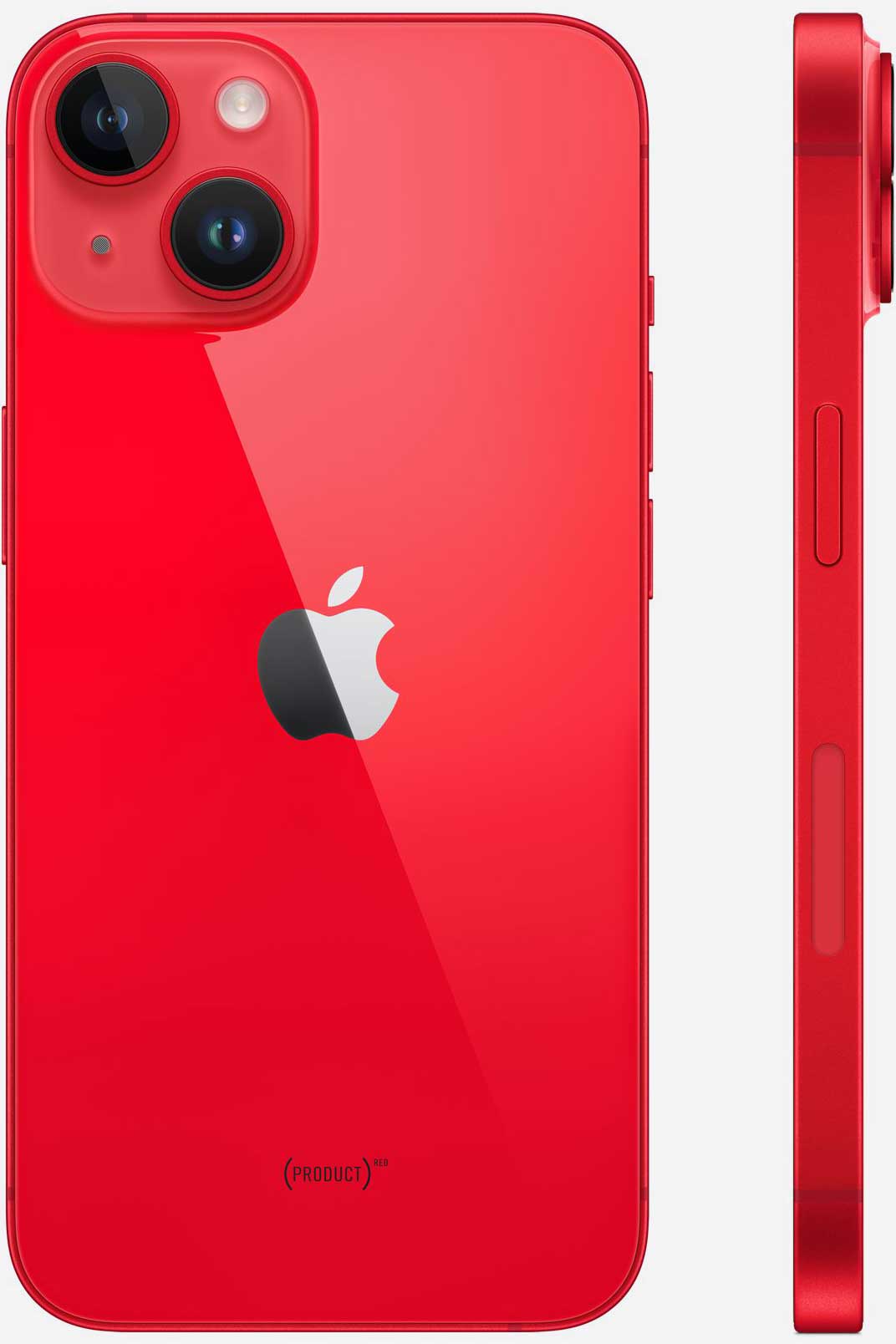 Вид с двух сторон на iPhone 14 Plus Красный