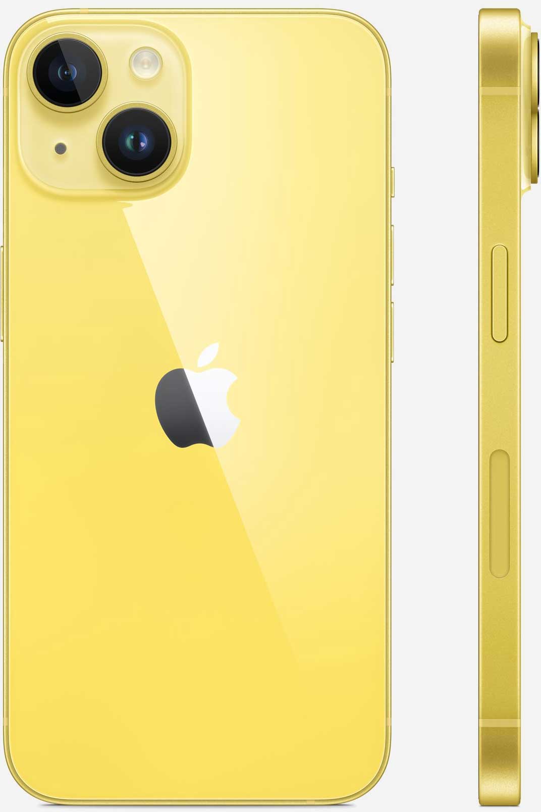 Вид с двух сторон на iPhone 14 Plus Желтый