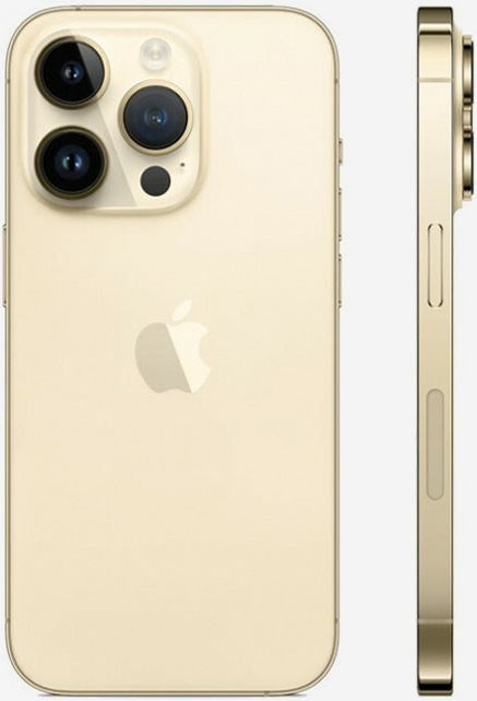 Вид с двух сторон на iPhone 14 Pro Золотой