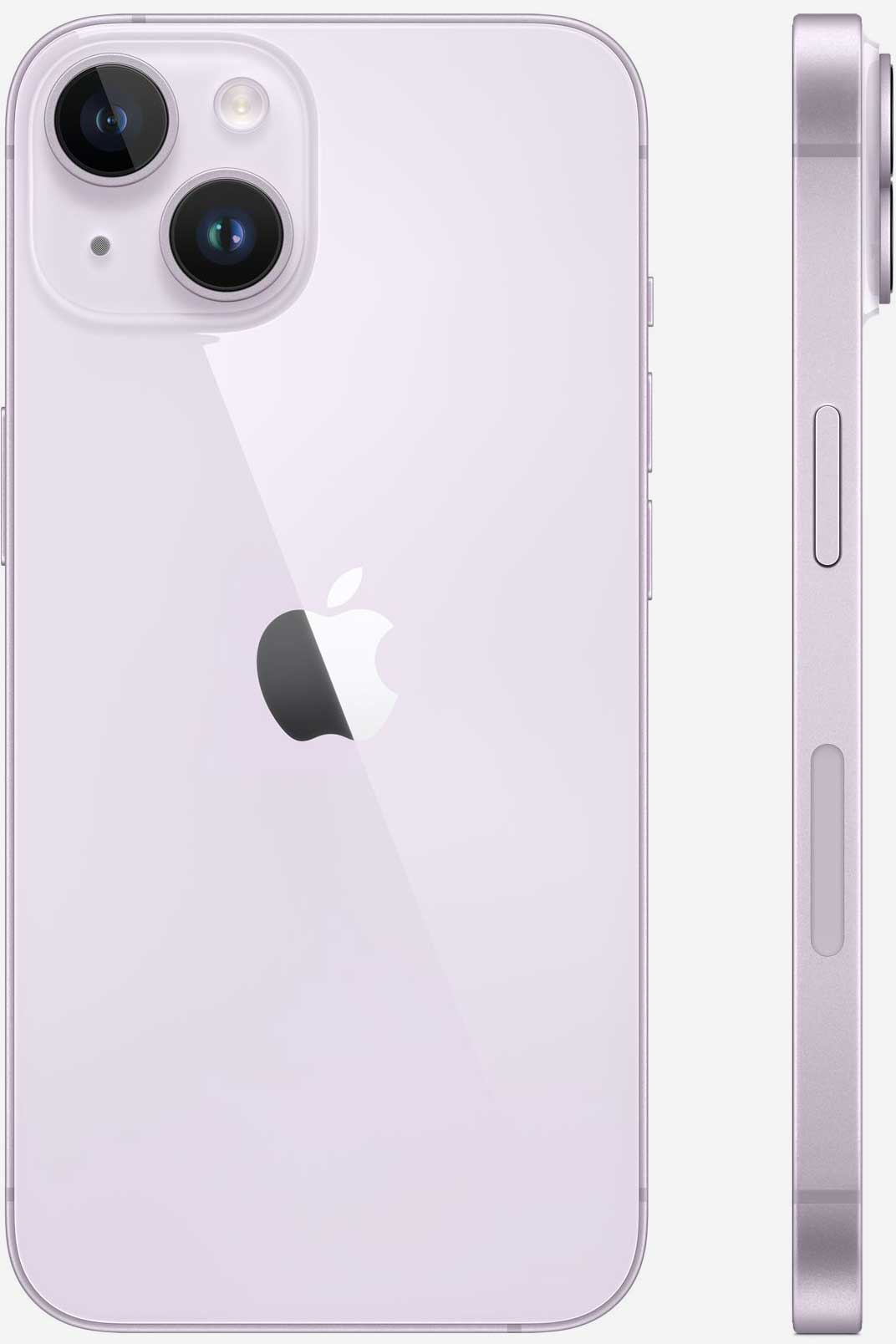 Вид с двух сторон на iPhone 14 Фиолетовый