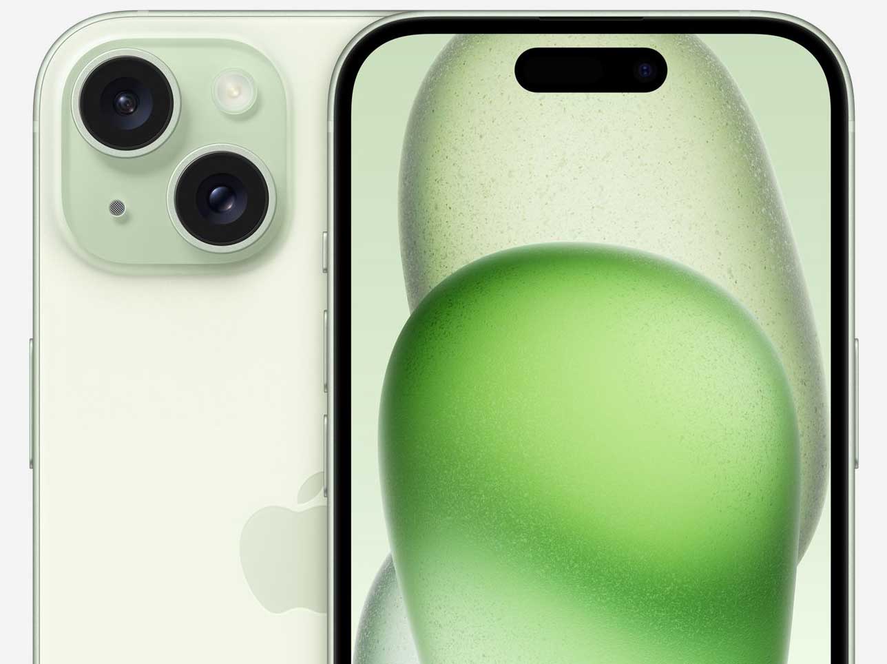 Вид дисплея на iPhone 15 Plus Зеленый