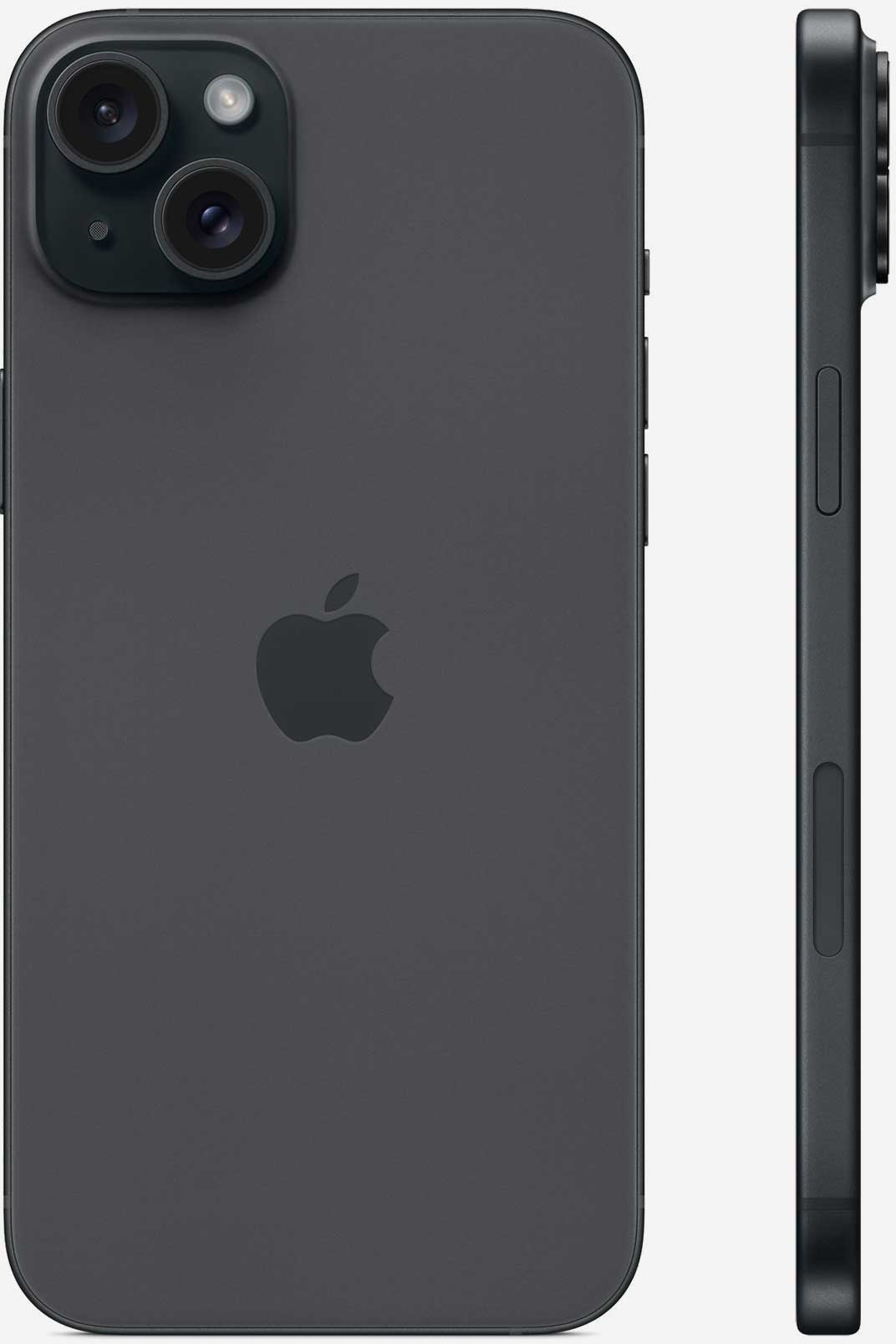 Вид с двух сторон на iPhone 15 Plus Черный