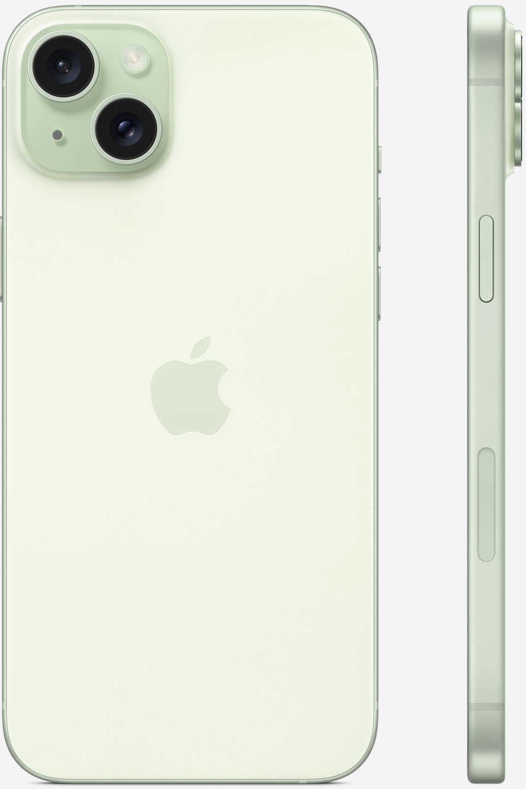 Вид с двух сторон на iPhone 15 Plus Зеленый
