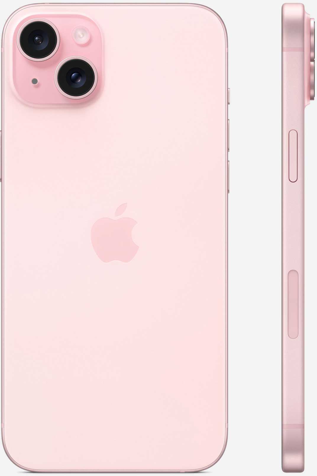 Вид с двух сторон на iPhone 15 Plus Розовый