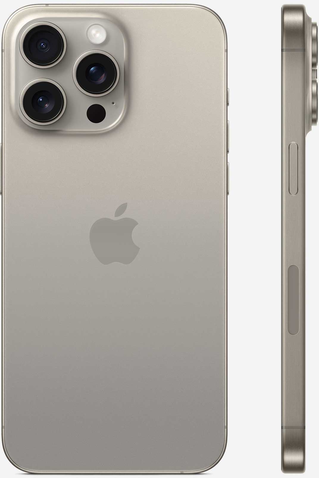 Вид с двух сторон на iPhone 15 Pro Титаниум