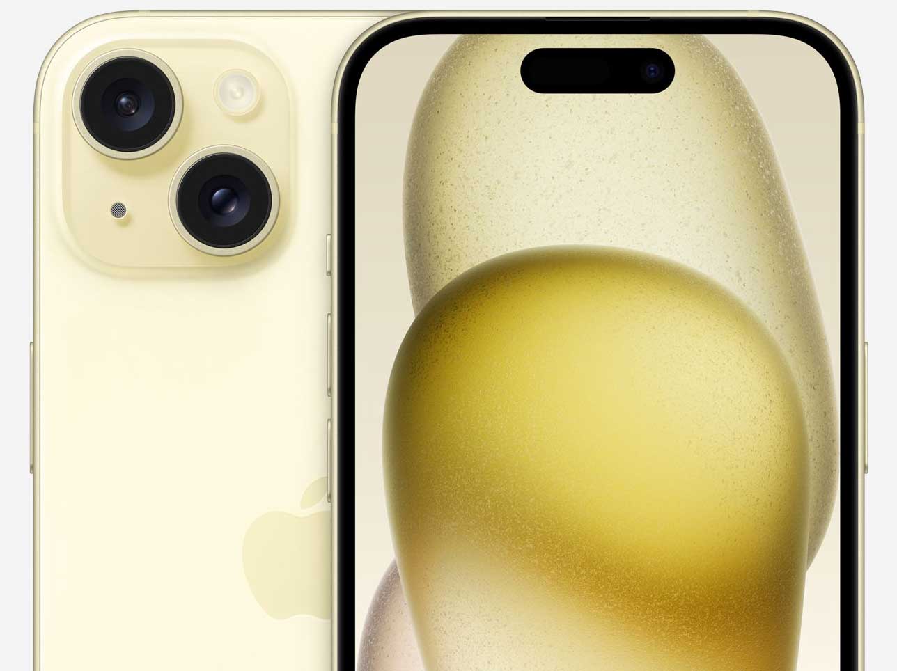 Вид дисплея на iPhone 15 Plus Желтый