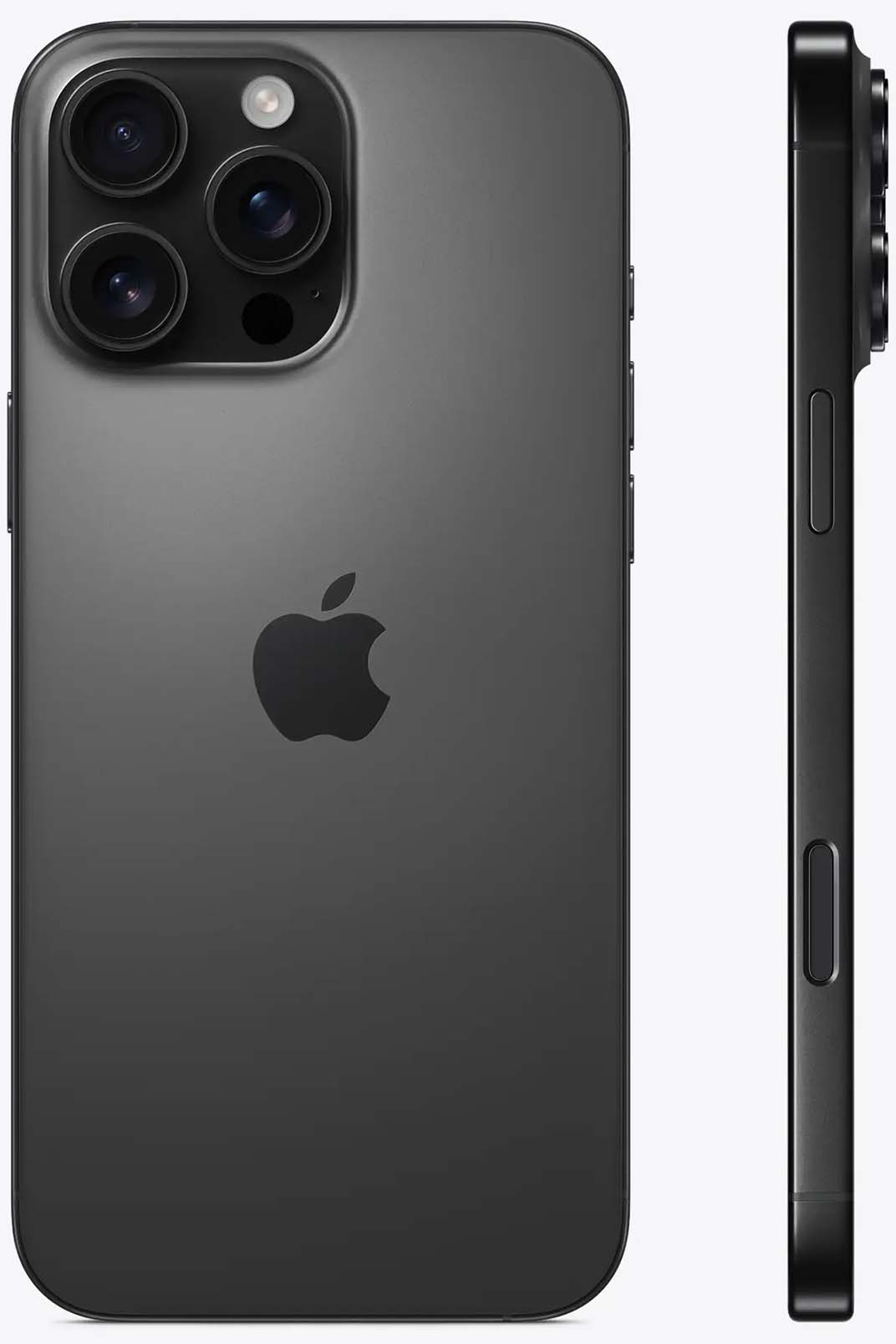 Вид с двух сторон на iPhone 16 Pro Max Чёрный титановый